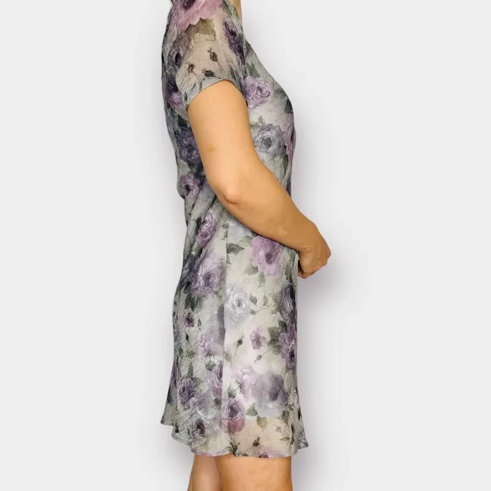 90s Dressbarn Gray and Lavendar‎ Dress